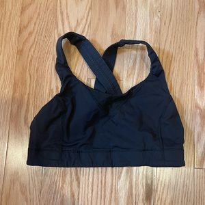 Lululemon black crisscross athletic bra; size 6